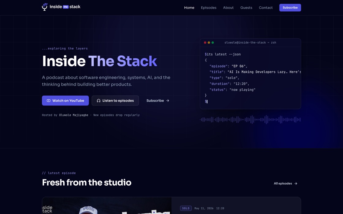Inside the Stack Podcast Platform — interface screenshot