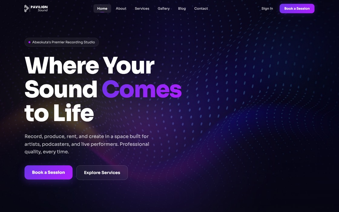 Pavilion Sound Hub Studio Platform — interface screenshot